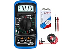 ATEK Blue Digital Multimeter Voltmeter 12V 24V Battery Tester for Car Van AC DC Voltage Ohm Current Meter Circuit Continuity Resistance Diode Ammeter LCD Backlight Display for Automotive Electrical Testing