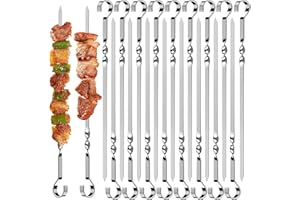 ZZRSYJ 20 Stück Grillspieße edelstahl, Wiederverwendbare breite Flache Spieß Stöcke, Lange Grillspieße Kebab Spieße, schaschlikspiesse edelstahl, Fleischspieße für Lagerfeuer Oder Grillschale