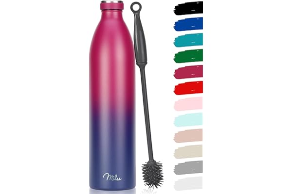 Milu Bouteille d'eau en Acier Inoxydable - Double paroi isolée sous vide - Bouche Standard Gourde - 350ml 500ml / 750ml / 1000ml/ 1.5l - sans BPA - Thermo Gourde Bouteilles (Bleu Berry, 1500ml)
