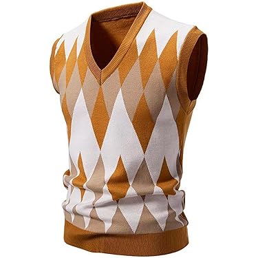 Mannen V-hals Gebreide Tank Vest Mouwloze Trui Top Truien Dikke Basic, B, XL