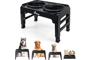 AISUOWA Cuencos Plegables elevados, Cuenco de Agua 2 en 1 a Prueba de Fugas con Cuencos para Perros de alimentación Lenta, 4 Alturas Ajustables para Perros y Mascotas pequeños, medianos y Grandes