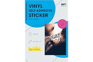 PHOTO PAPER DIRECT PPD A4 10 Fogli Di Carta Vinile Adesiva Opaca Per Stampanti Inkjet - Sticker Bianco - PPD-38-10