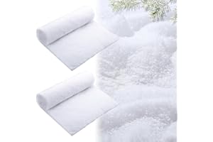Threan 3 Pack Weihnachten Kunstschnee Dekorationen und Weihnachtliche Schneematte Rollen Set Weiße Weiche Flauschige Kunstschnee Decke für Feiertag Winter Basteln Ausstellung Deko (Weiß)