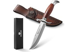 DRACHENADER Cuchillo Supervivencia, Hoja De 14.4 Cm, Cuchillo De Caza, Acero 5Cr13MoV - Gran Cuchillo De Supervivencia Con Vaina De Cuero Para Bushcraft, Camping