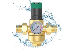 XNZMYN 1/2 Pouce Reducteur de Pression Eau, Limiteur de Pression Avec Manometre Pression Eau Et Filtre à Mailles, RéDucteur de Pression D'Eau En pour Robinets D'Irrigation de Jardin de Chauffage au Gaz