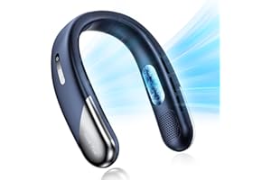 YAEFDD Ventilateur de cou portable rechargeable, refroidissement à 360°, 5 vitesses, batterie 4200mAh, adapté aux voyages d'affaires et aux activités de plein air.Bleu