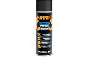 ARKA Pegamento en spray transparente 500 ml – KRAFTPROTZ agarre ultrafuerte para espuma, fieltro, cuero, madera y goma – resistente al calor hasta +70 °C – boquilla regulable – uso versátil y profesional