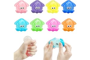 Yeefunjoy 4pcs Ciśnij zabawki stresowe, zestaw zabawek Kawaii Squid Fidget, Stress Relief Miękkie zabawki sensoryczne Squishy Anxiety Party Bags Fillers Boże Narodzenie Prezenty dla dzieci Dorośli