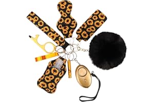 Newest Safety Personal Alarm for Women Kids, OQIMAX 10 PCS Loud Safety Keychain Set with Sound Safe Personal Alarm, LED Flashlight, No Touch Door Opener, Whistle, Security Personal Alarm (Yellow)