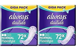 NORTHERNSCAPE Always Dailies Pantyliners | Normal Flexistyle | Fresh Gigapack 72 | 2 Pack | 144 Period Pads | Bundle | Sanitary Towels | Suitable for All Panty Shapes | Women | Period Tracker Included