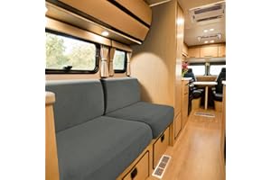 SYLC Housse De Coussin De Siège De Caravane, Jacquard Housse Banquette Camping Car avec 2 Courroies, Housse De Coussin De Canapé Extensible (Med Grey,W 95-115 cm, D 45-65 cm)