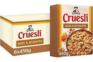 QUAKER CRUESLI NOISETTE & MIEL Lot de 6x450G