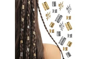 KOLZEMV Lot de 80 pinces à cheveux dorées pour tresses, bijoux cheveux, bijoux de cheveux, accessoires pour dreadlocks, accessoires pour dreadlocks, dreadlocks, pour hommes, femmes, filles et garçons