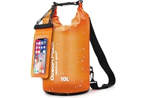 KUOGAS Sacca Stagna con Borsa Impermeabile & Cinghie – Zaino Impermeabile per Outdoor, Campeggio & Sport Acquatici | 5L, 10L, 20L | Leggero & Resistente | Borsa Impermeabile (Arancione, 10 L)