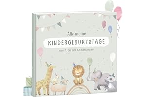 Mintkind Fotoalbum Kinder Salbei – Erinnerungsbuch Kindergeburtstag mit Ausfüllseiten – Erinnerungsalbum 1 bis 12 Jahre – Geschenk zur Geburt für Jungen & Mädchen