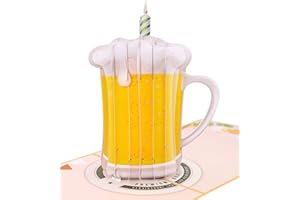 MOKIO® Biglietto Auguri Pop-Up – Birra con Candela – Biglietto regalo 3D divertente per un compleanno, Biglietto pieghevole con busta