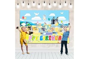 AMAZLUCK Happy Birthday Backdrop,Blue-y Party Decorations Happy Birthday Banner Photography Background Photo Decorations Supplies Sign Poster for Girls Boys Teens Baby Shower Birthday