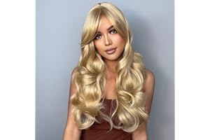 Layhou Lange Perücken Blond, Sexy Gewelltes Haar Perücken mit Haarnetz, hitzebeständiges Synthetik für Frauen, Cosplay, Party, täglicher Gebrauch