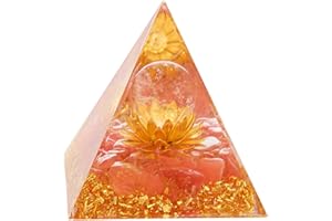 Lwuey Piramide di Cristallo, Pietra Orgonite Fiore Vita Pace Interiore Guarigione Yoga Meditazione Energia Positiva Saggezza Ricchezza Decorazione Ufficio Ornamento Scrivania Regalo Fatto A Mano
