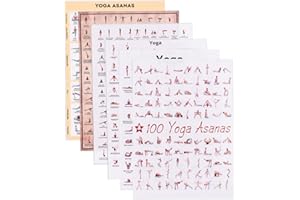Toddmomy 6Pcs Yoga Pose Poster Set Canvas Wall Art with Yoga Postures Exercise Guide for Home Gym and Living Room Decor