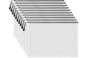 ‎COWORK-UP COWORK-UP 10 Stücke Dokumententasche A4, Kunststoff Datei Taschen mit Reißverschluss für Datei, Papier, Dokumente, Kosmetika, Hausaufgaben und Reisezubehör