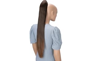 CAISHA 70cm Postiche Natte Queue De Cheval Extensions De Cheveux Raide Mélange Brun H81