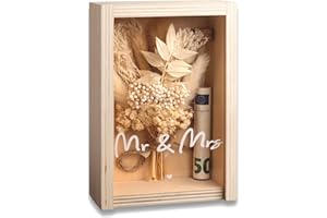 BUY BY BROTHERS Wedding Money Gift, Wedding Gifts for Newlyweds, Money Gifts for Newlyweds, Wooden Box + Dried Flowers + Test Tube, Mr and Mrs Engagement, Wedding Anniversary, Wedding Gift Money