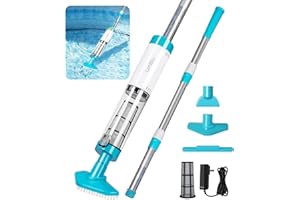 LanBlu Pool Vacuum Cleaner Battery with Telescopic Rod, 3-in-1 Pool Vacuum Cleaner Running Time up to 90 Minutes, Battery Pool Vacuum Cleaner Floor Vacuum Cleaner with Strong Suction Power, Portable