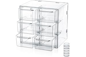 JJWUYUE Akrylowy organizator do makijażu z 6 szufladami, do sypialni, łazienki i toaletki