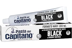 Pasta del Capitano, Dentifricio Carbone Vegetale Attivo Bio, Sbiancante Naturale dei Denti in Pasta Nera, Efficace contro le Sostanze che Macchiano lo Smalto, 100% Made in Italy, Tubetto da 100 ml