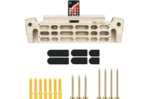 TWO STONES Hangboard - Tabla Colgante de Escalada con Soporte para teléfono, Soporte para Correa, Jarra, pellizcos, Bolsillos, Bordes y Pendientes; Tabla Colgante de Madera para Escalada