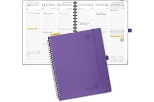 POPRUN Academic Diary 2024-2025 Week to View Large (26.5x21.5 cm) Soft Cover Spiral 17 Months (Aug'24 - Dec'25) Mid Year Diary 24/25 Vertical Weekly Planner (Purple)