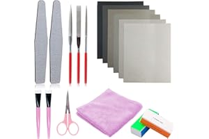 Surflyee 17 PCS Kit de Polissage de Résine, Silicone Moule de Outil, Papier de verre, Lime de Polissage, Bloc de Polissage, pour Polir la Fabrication de Bijoux en Résine époxy