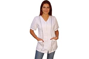 PETER'S ABITI DA LAVORO Petersabitidalavoro Blusen für Kosmetiker, Friseur, Küche, Arbeit, Damen, mit Reißverschluss, Schwarz