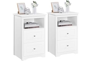 ‎YAHEETECH Yaheetech Set of 2 Bedside Cabinets, Bedside Table with 2 Drawers, Wooden Chest of Drawers, Box Spring Bed, Storage Table for Bedroom, Living Room, 73.5 cm High