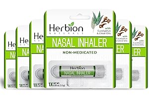 Herbion Naturals Inhalador Nasal No Medicado (1.5ml) - Alivia la Congestión y Obstrucción Nasal - Paquete de 6