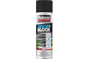 Rubson Aquablock Rivestimento Impermeabile Spray, Rivestimento Impermeabile a Spruzzo, per Sigillare Perdite e Crepe, Gomma Liquida per Riparazioni ad Asciugatura Rapida, Colore Nero, Spray da 300ml