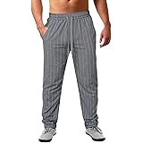 shownicer Pantaloni Lino Uomo Estivi Leggeri Casual Larghi Pantaloni Taglie Forti Oversize Tinta Unita Pantaloni con Tasche E