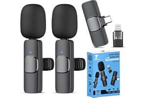 Tech forge 2 x Wireless Microphones For Iphone, Android, Ipad Wireless Mic With Noise Redcution & Crystal Clear Sound | Clip on Microphone Perfect For Video Recording, Vlogging, Youtube, Tik Tok