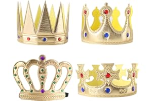 MIVAIUN Set di 4 corone da re e regina, accessori per feste di compleanno per bambini e adulti