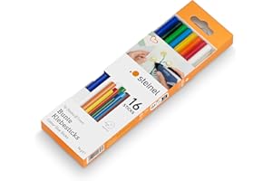 Steinel Bâtons de colle chaude de couleur - diam. 11 mm - stylo á colle chaude - cartouches á colle chaude coloré d'une longueur de 150 mm 96 g - 16 bâtons - 006808