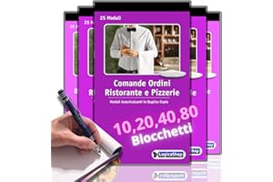 LogicaShop Blocchi Comande Ordini Ristorante Pizzeria con 25 Moduli in Duplice Copia - Blocchetti 25x2 Autoricalcanti 17x10cm (5)