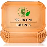 edihome, Air Fryer Paper, Air Fryer, 100 Units, 22 x 14 cm Rectangular, BPA Free, Disposable, for Oven, Fryer Accessories