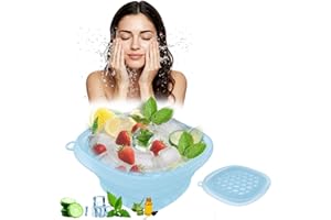 VBVARV Face Bowl for Ice, Quick Cooling Foldable Silicone Wash Basin with Built-in Ice Tray, Ice Tray for Home Ice Water Facials, Facial Ice Bath Kit, Ice Water Face Cold Plunge