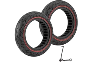 SUNNYNEST 2 Pack 10×2.5 Solid Tyres (60/70-6.5) – Puncture-Proof Electric Scooter Replacement Wheels for Ninebot Max G30, G30P, G30LP – Durable Front & Rear Rubber Tyres, 10 Inch Black/Red (Red)