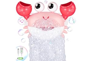 GIGILLI 2024 Aggiornato granchio bagno Bubble Maker, ricaricabile Bubble Machine giocattoli da bagno, soffiare bolle con canzoni per bambini,Rosa