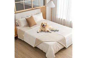 Amarrirose wasserdichte Hundedecke,152x203cm Outdoor Hundematte Waschbar für Grosse Hunde,Flauschig Katze ndecke und Weich Beidseitiger Sofabezug-Schutz,Beige+Elfenbeinweiß