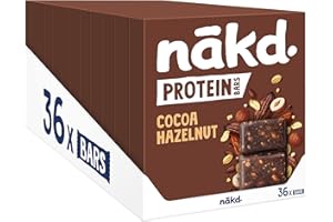 Nakd Cocoa Hazelnut Protein Bar - Vegan - Gluten Free - Healthy Snack, 45g (Pack of 36 bars)