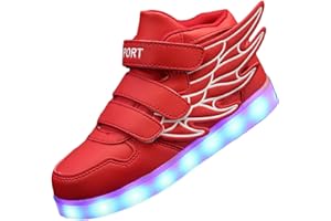 GAORUI Kid Girl LED Light up Sneaker Athletic Wings Shoe High Student Dance Boot USB Charge