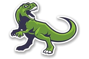 DESTINATIONVINYL 2 x 10cm T-Rex Dinosaur Vinyl Sticker iPad Laptop Helmet Kids Skate Funny #5257 (10cm Wide x 8cm Tall)
